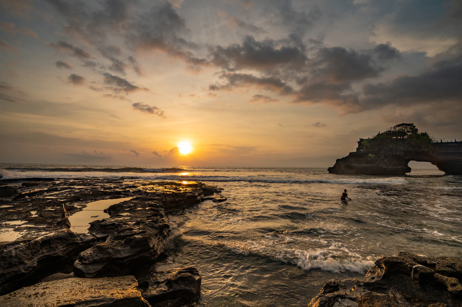 Sunset at sea Tanah Lot Temple